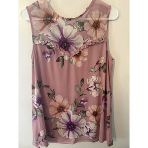 Apt. 9 Floral Sleeveless Blouse with Mesh Detail and Keyhole back